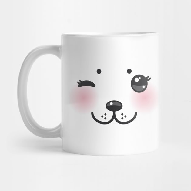 Kawaii funny cat muzzle with pink cheeks and winking eyes (4) by EkaterinaP